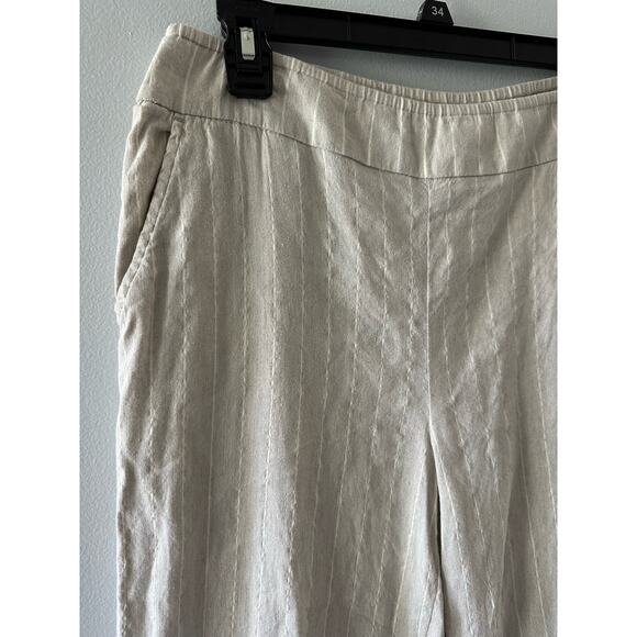 Chicos Pants Woman’s US 6 Chicos 0.5 Striped Linen Pull On Lightweight Neutral - Picture 2 of 8